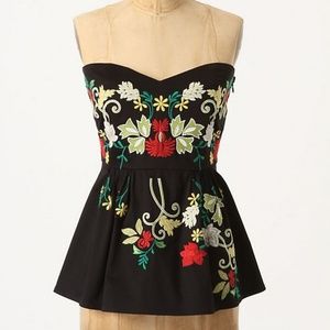 Two of us Midnight Bloom embroidered strapless top